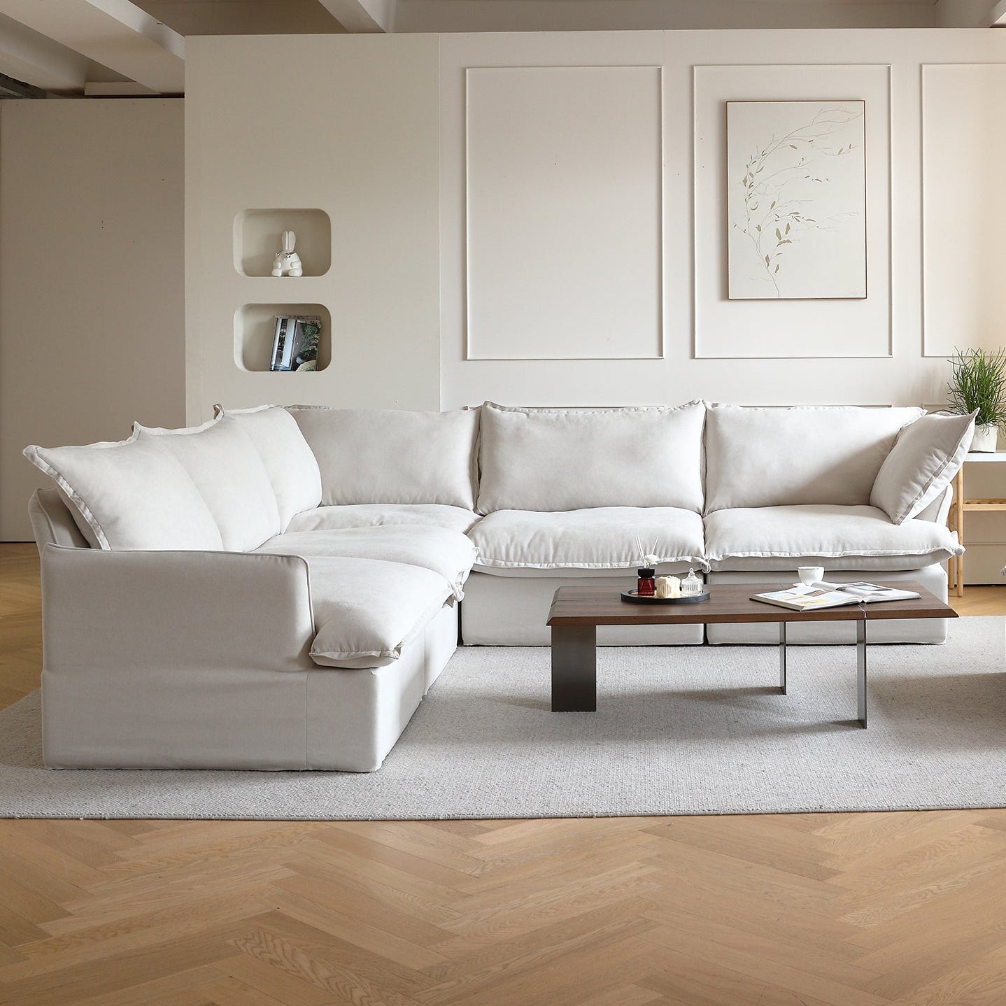 DOMUS Luxe Modular 5-Seater Corner Sectional in Beige