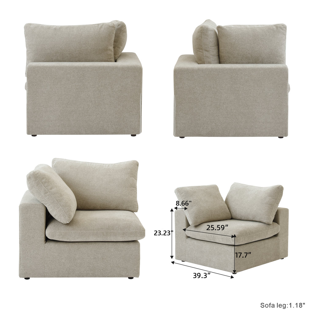 DOMUS Classic Modular Corner Seat Module in Khaki