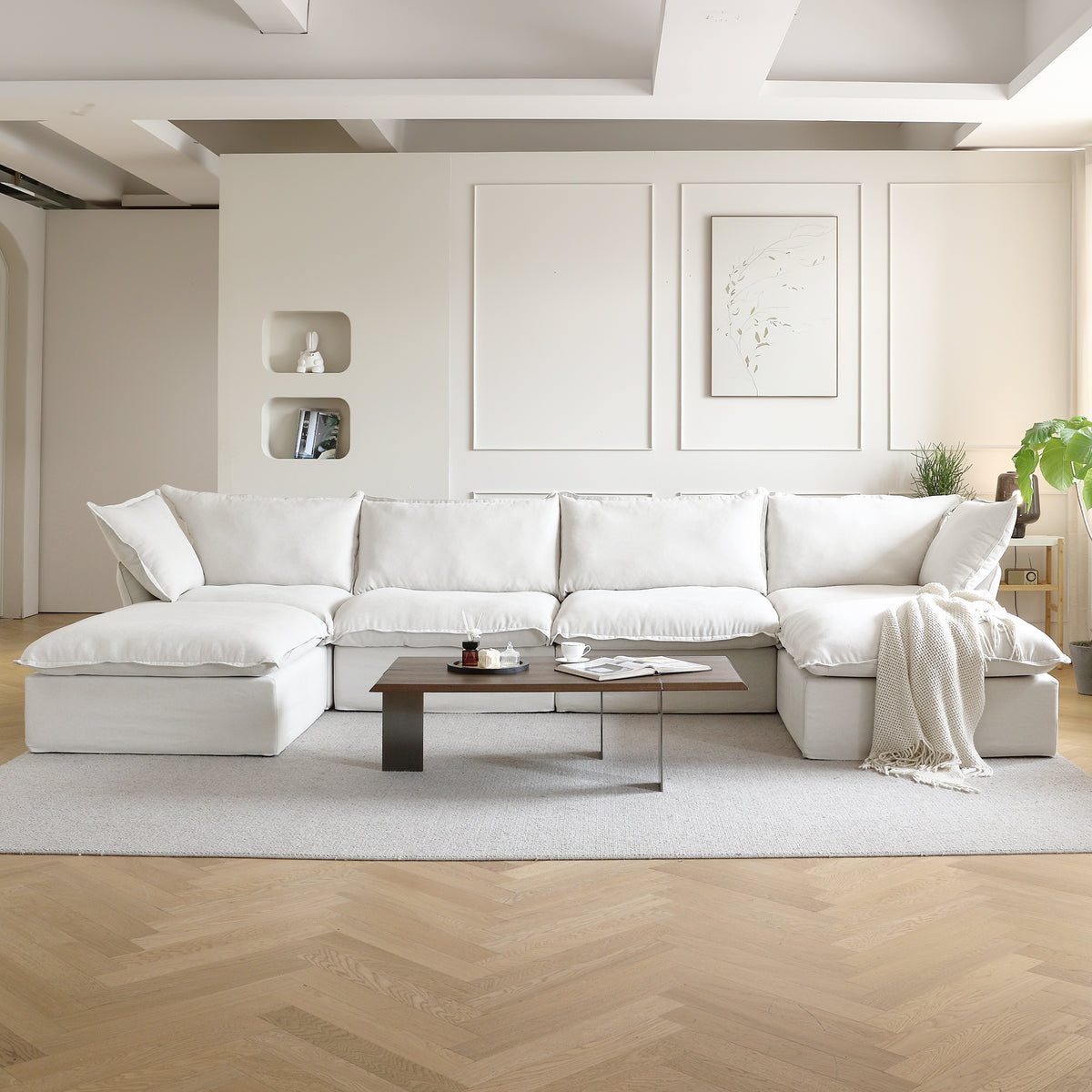 Slipcovers Only - DOMUS Luxe 4-Seater U-Sectional in White CloudWeave™