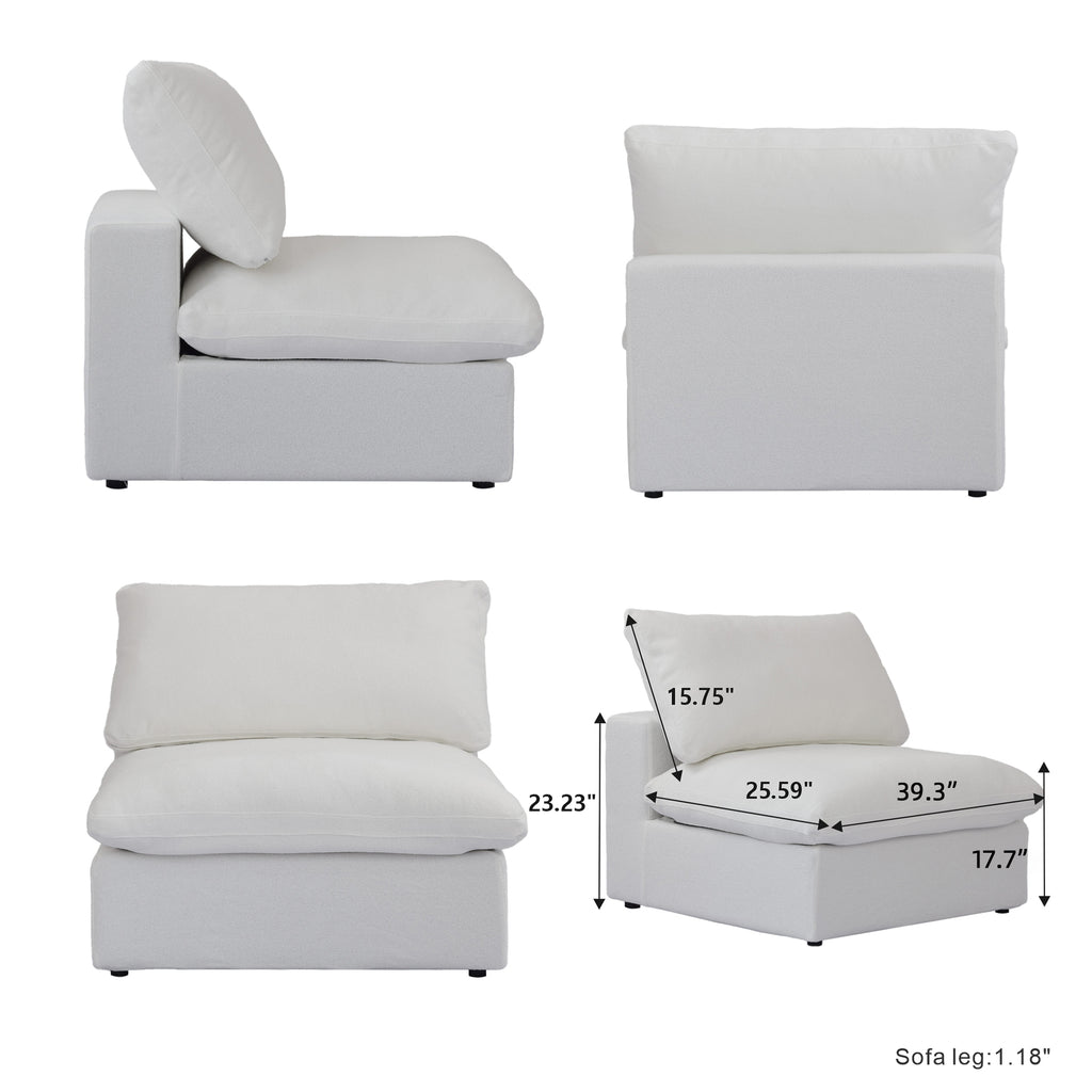 DOMUS Classic Modular Armless Chair Module in White