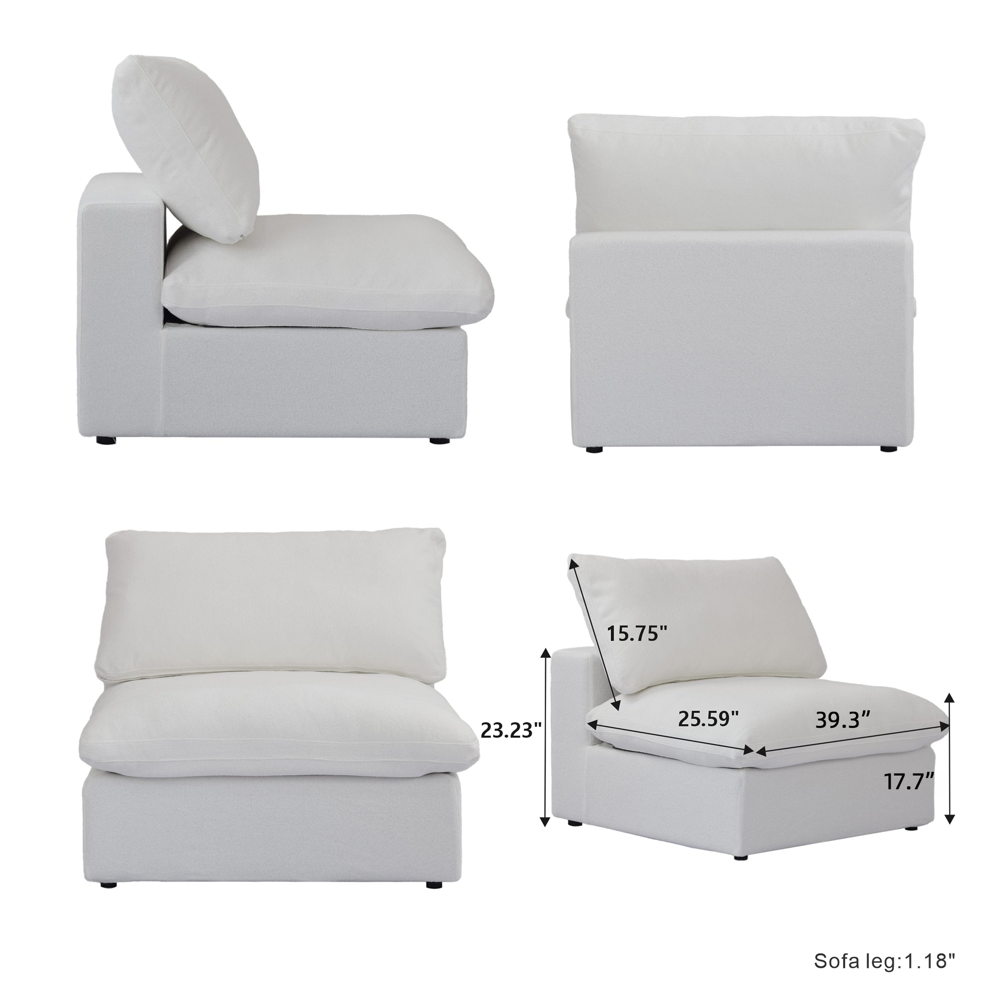 DOMUS Classic Modular Armless Chair Module in White