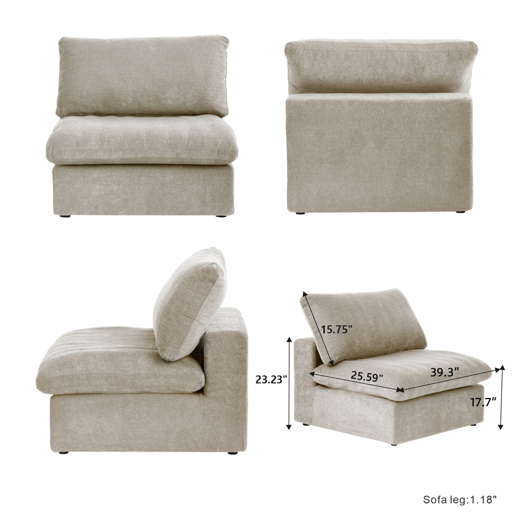 DOMUS Classic Modular Armless Chair Module in Khaki