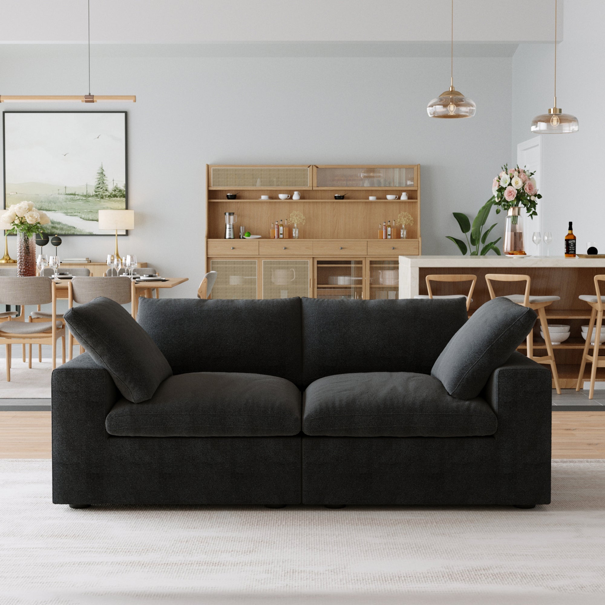 DOMUS Classic Modular 2-Seater Sofa in Black