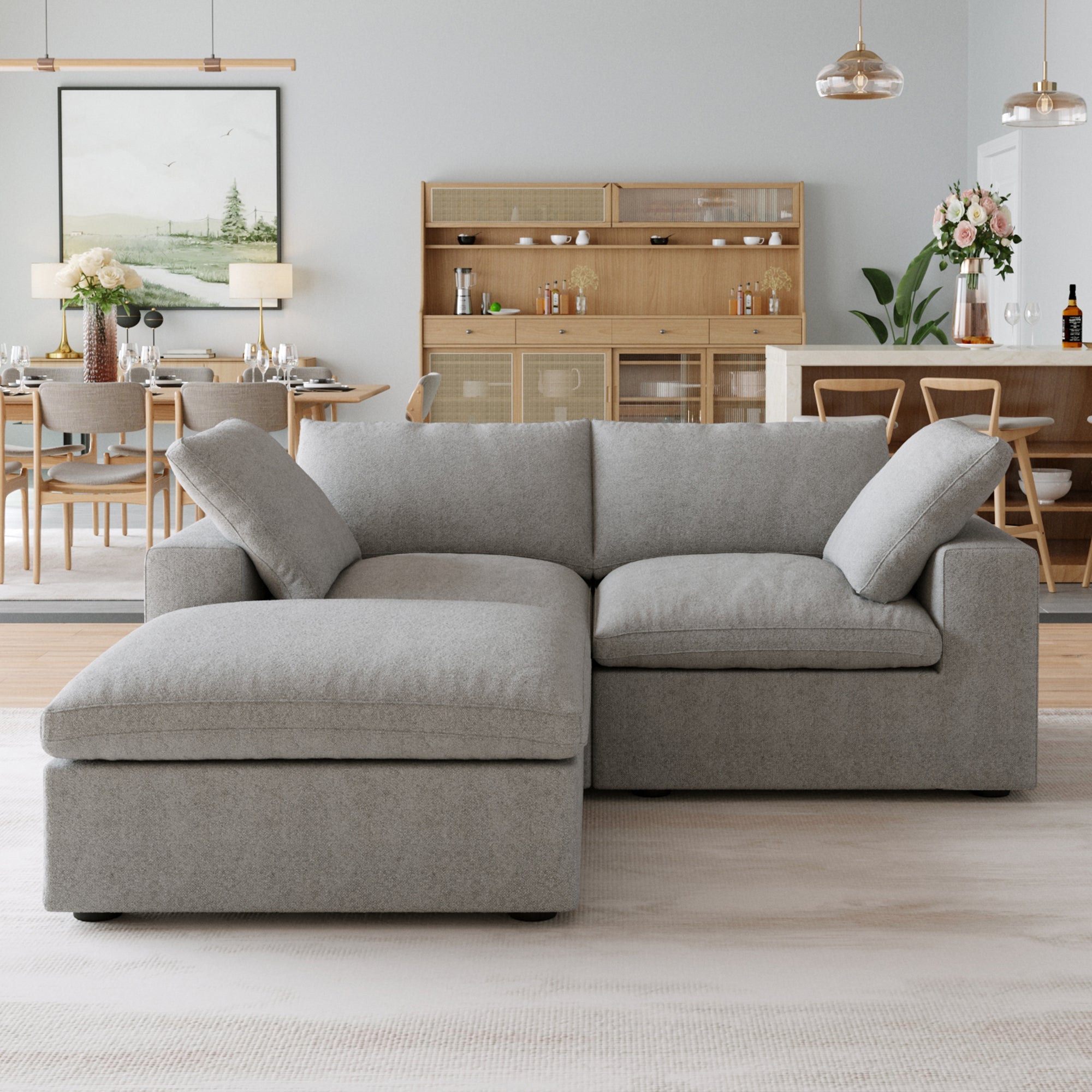 DOMUS Classic Modular 2-Seater Sectional in Gray