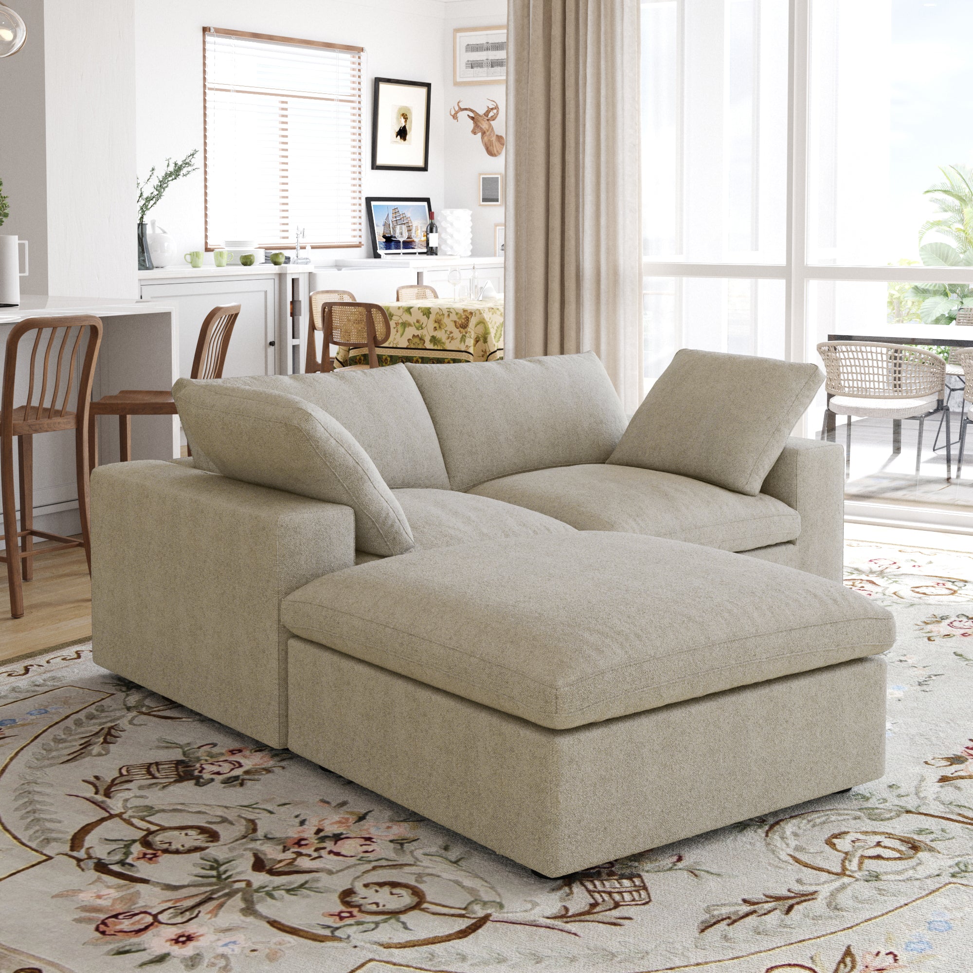 DOMUS Classic Modular 2-Seater Sectional in Khaki