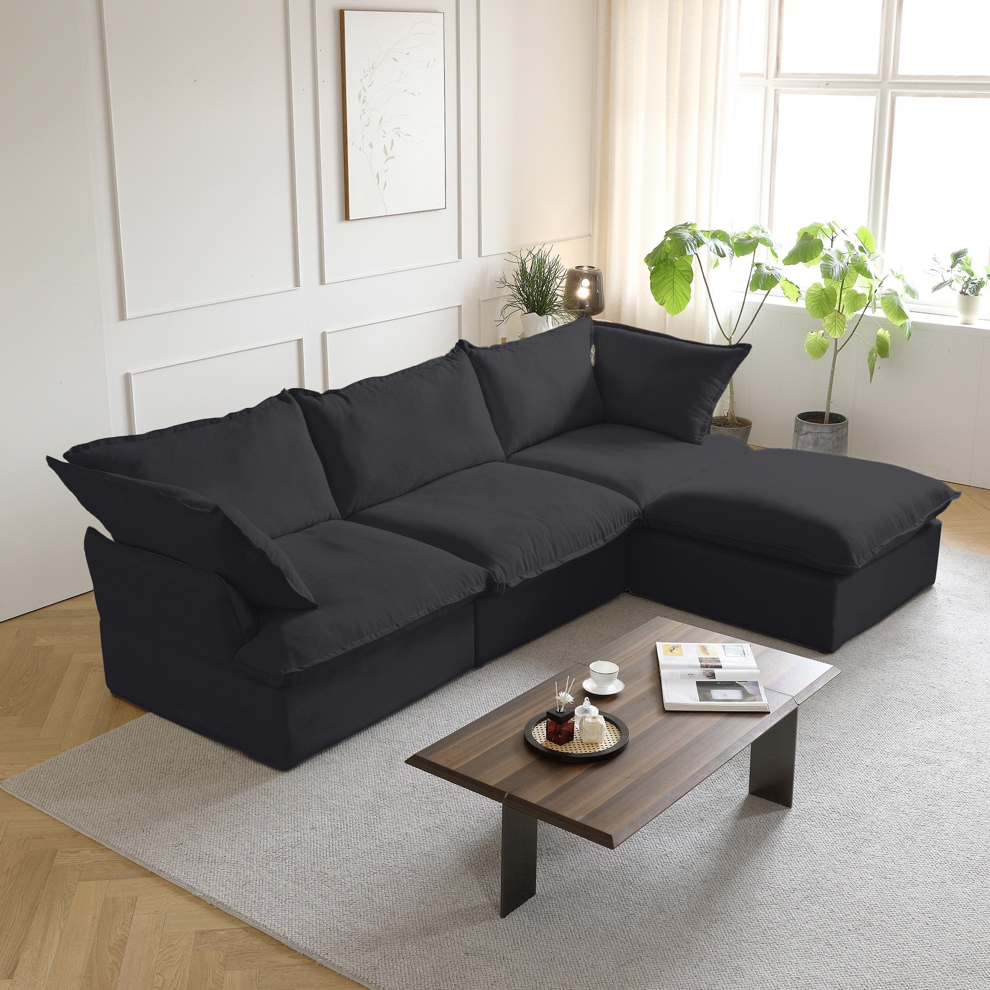 DOMUS Luxe Modular 3-Seater Sectional in Black