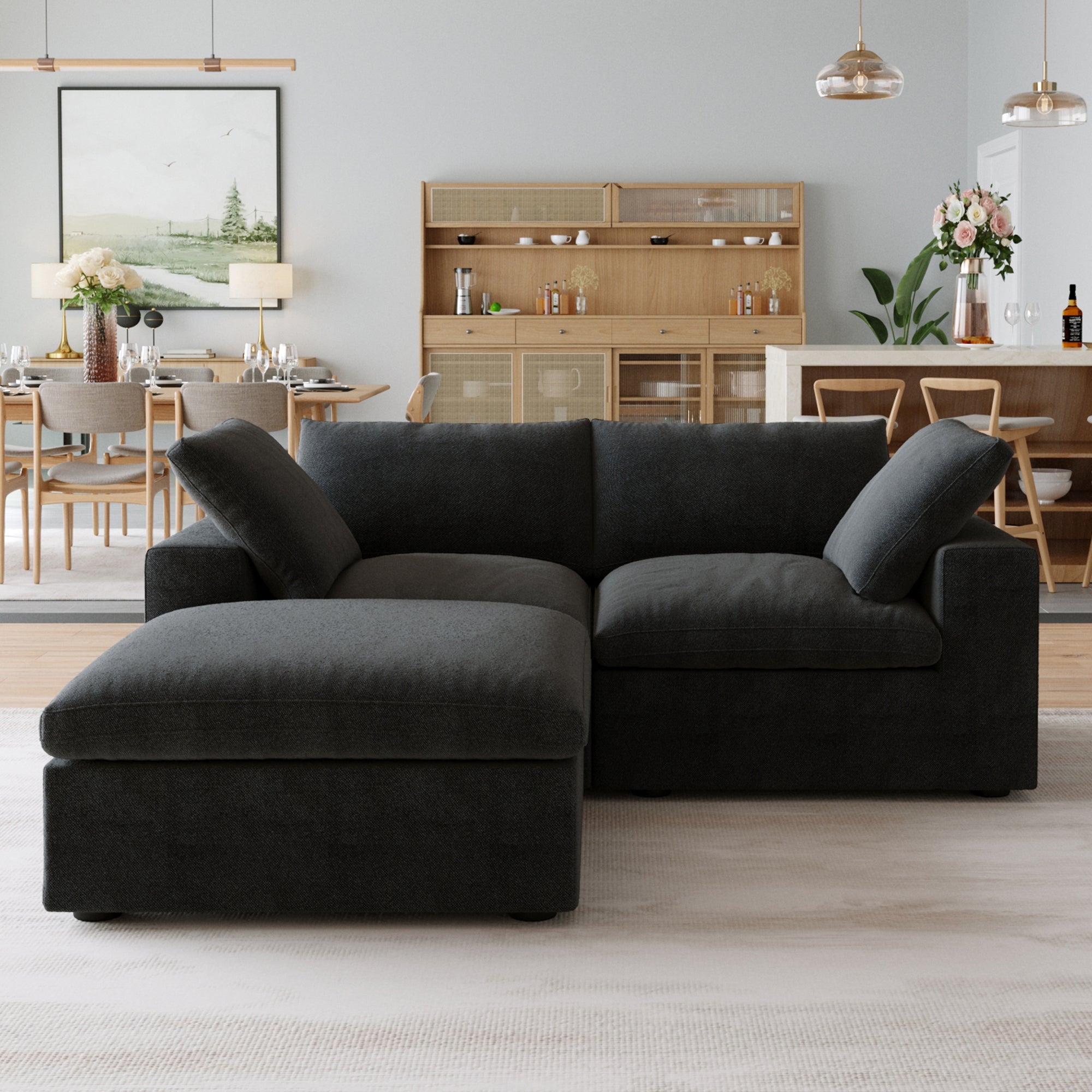 Slipcovers Only - DOMUS Classic 2 Seater Sectional in Black CloudWeave™