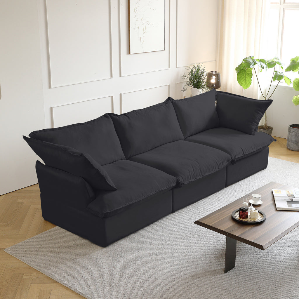 DOMUS Luxe Modular 3-Seater Sofa in Black