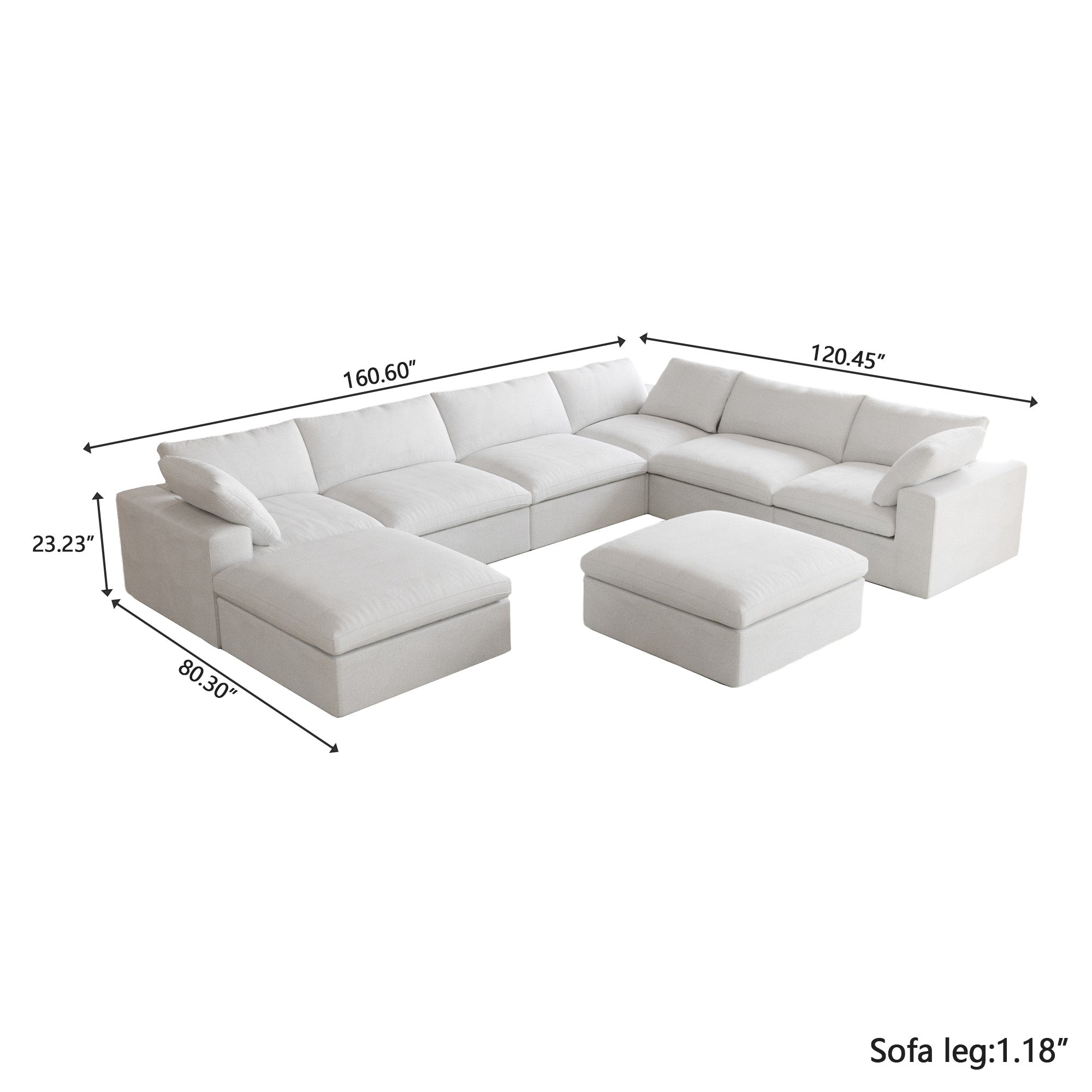DOMUS Classic Modular 7-Seater Corner Chaise in White