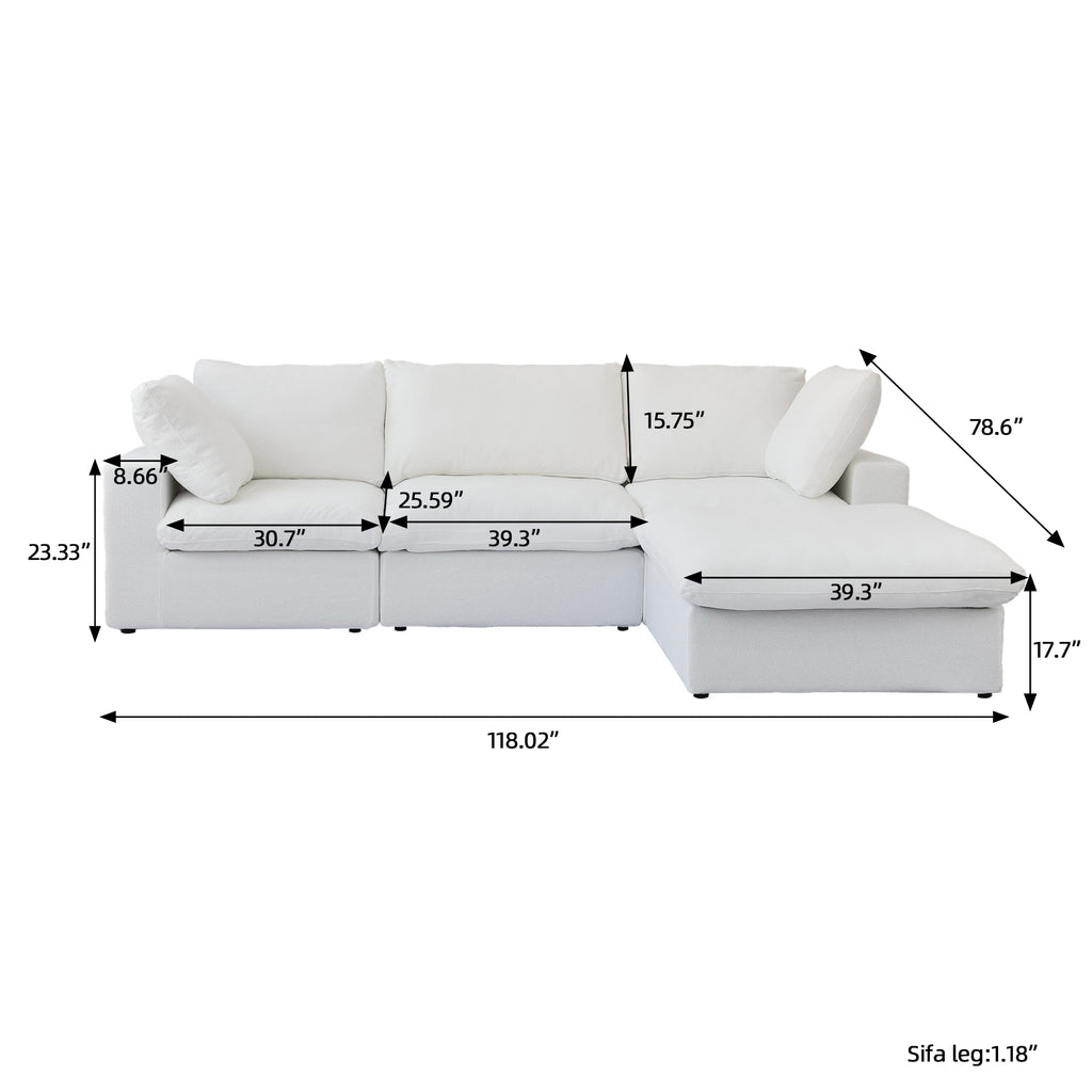 DOMUS Classic Modular 3-Seater Sectional in White