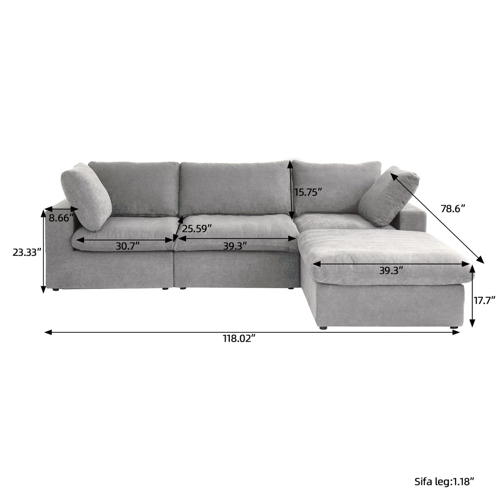 DOMUS Classic Modular 3-Seater Sectional in Gray