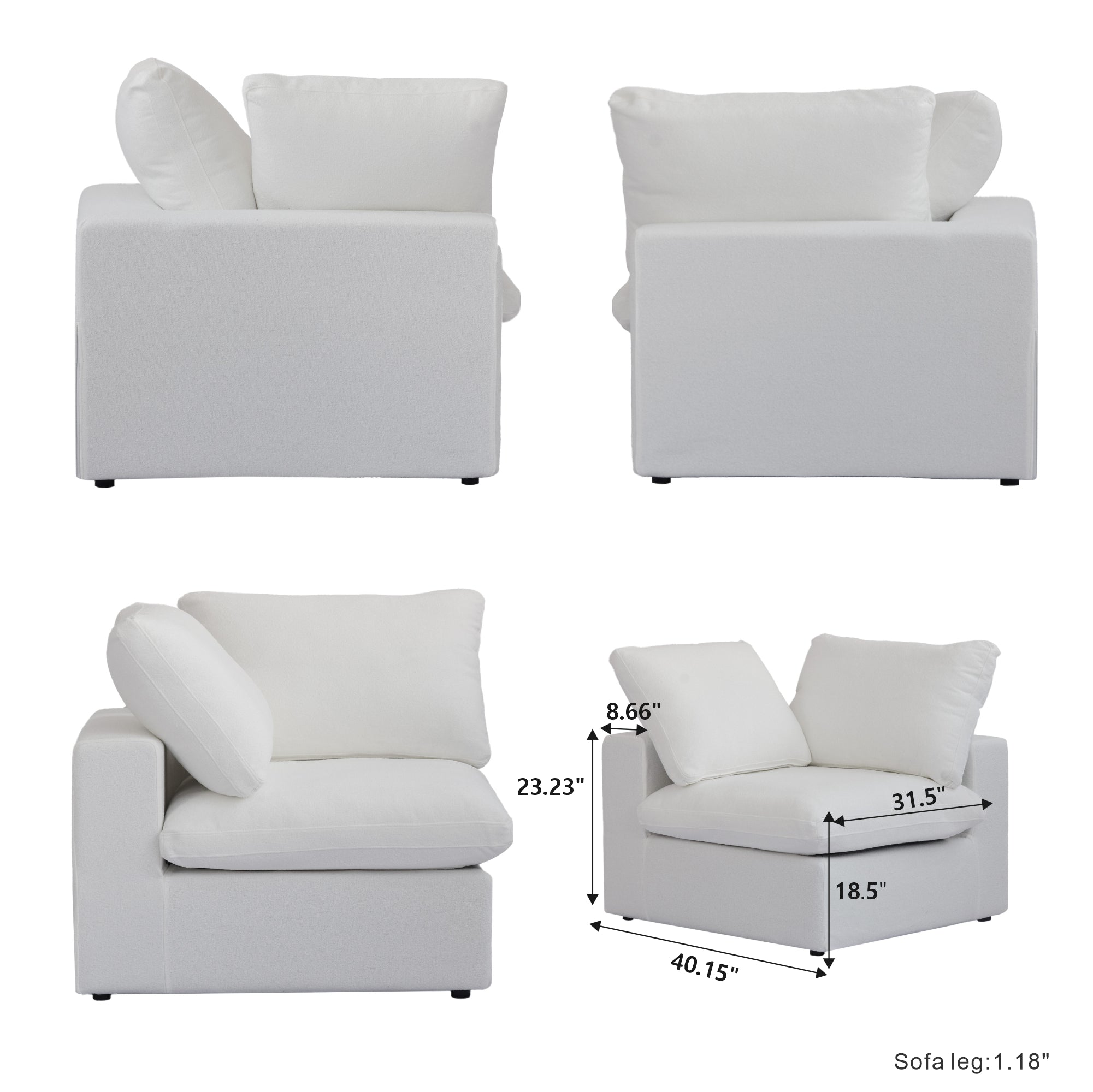 DOMUS Classic Modular Corner Seat Module in White