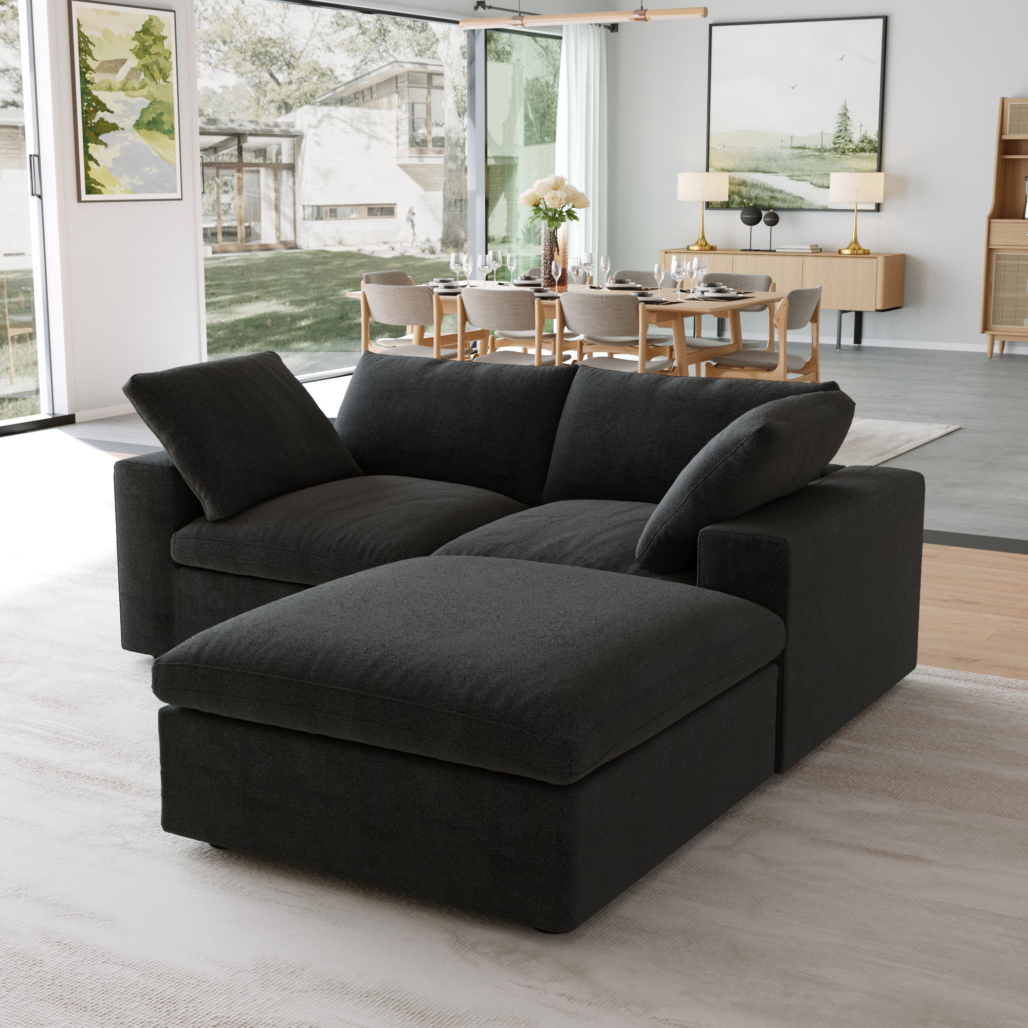 DOMUS Classic Modular 2-Seater Sectional in Black