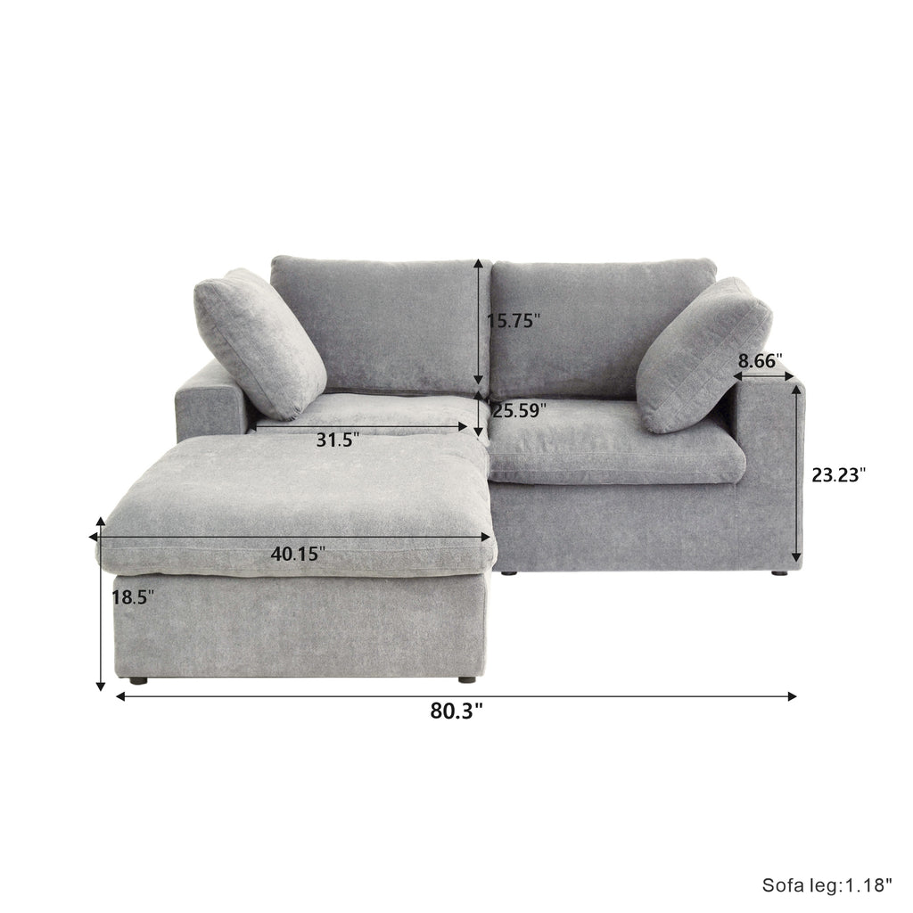 DOMUS Classic Modular 2-Seater Sectional in Gray