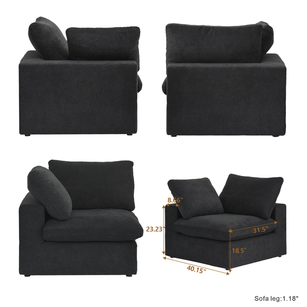 DOMUS Classic Modular Corner Seat Module in Black