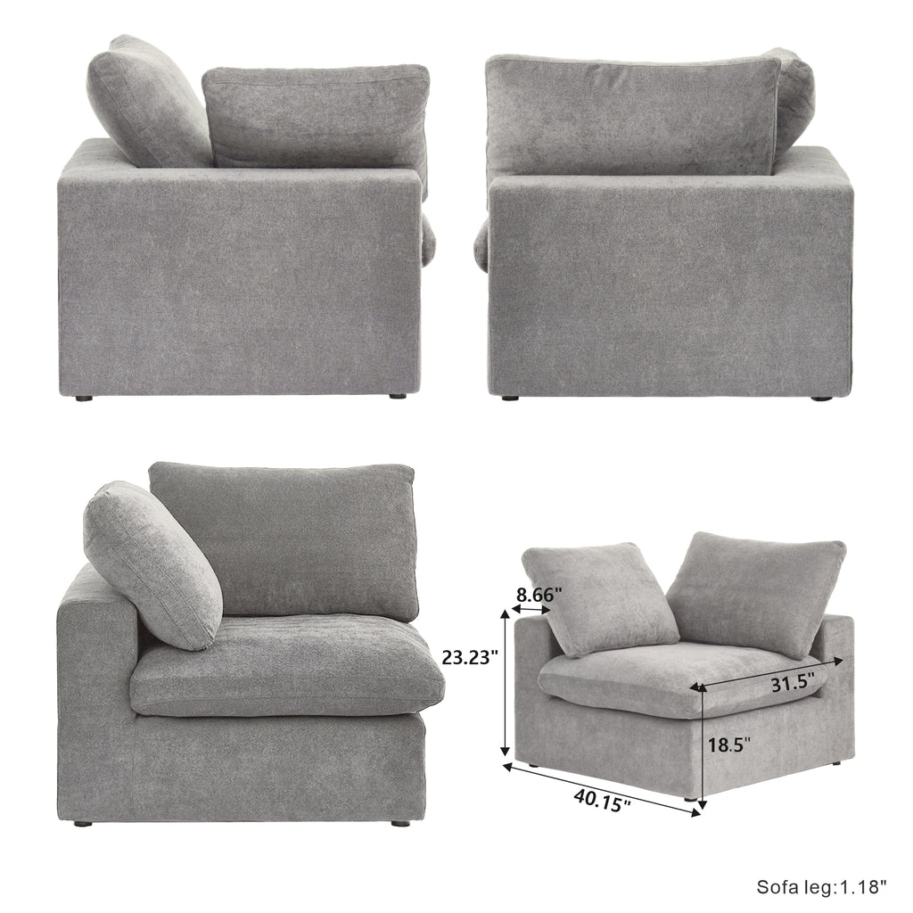 DOMUS Classic Modular Corner Seat Module in Gray