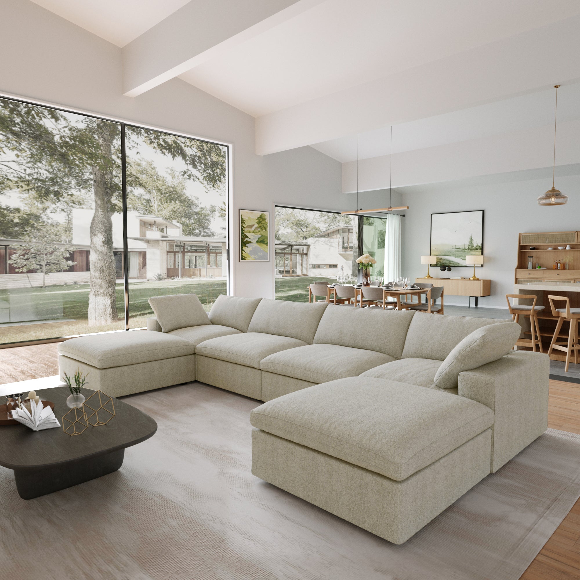 DOMUS Classic Modular 4-Seater U-Sectional in Khaki