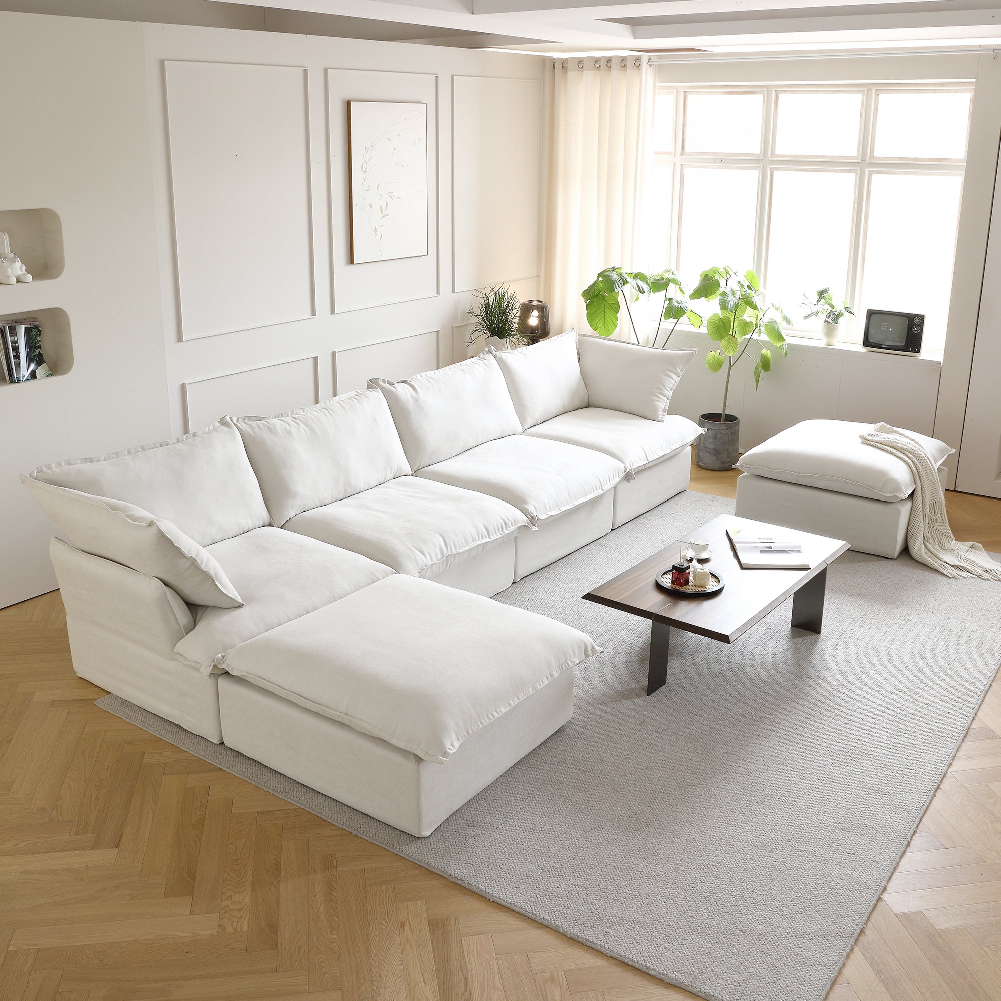 DOMUS Luxe Modular 4-Seater U-Sectional in White