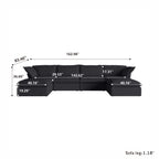 DOMUS Luxe Modular 4-Seater U-Sectional in Black