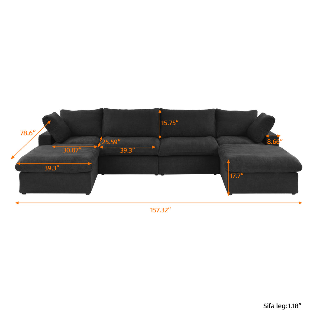 DOMUS Classic Modular 4-Seater U-Sectional in Black