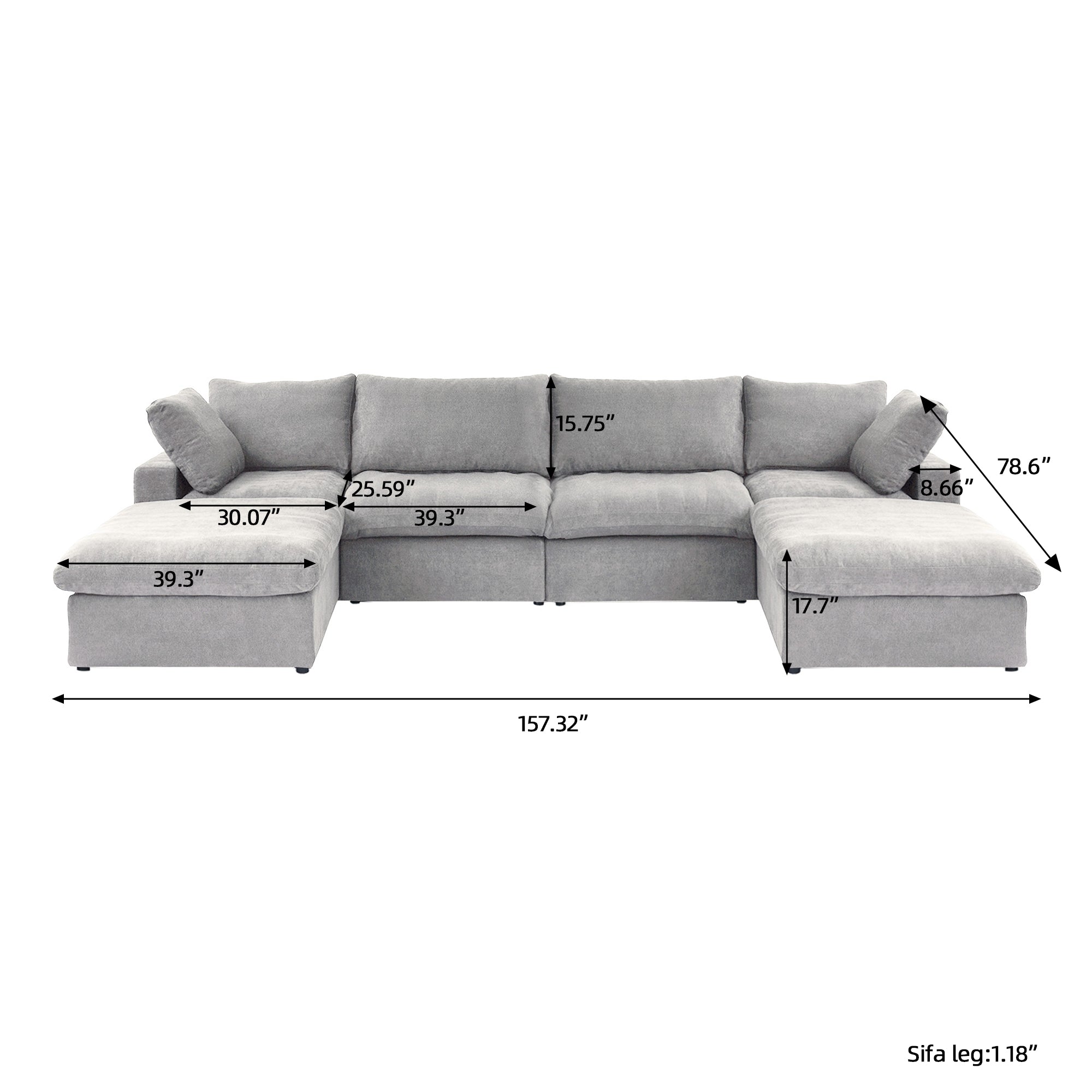 DOMUS Classic Modular 4-Seater U-Sectional in Gray