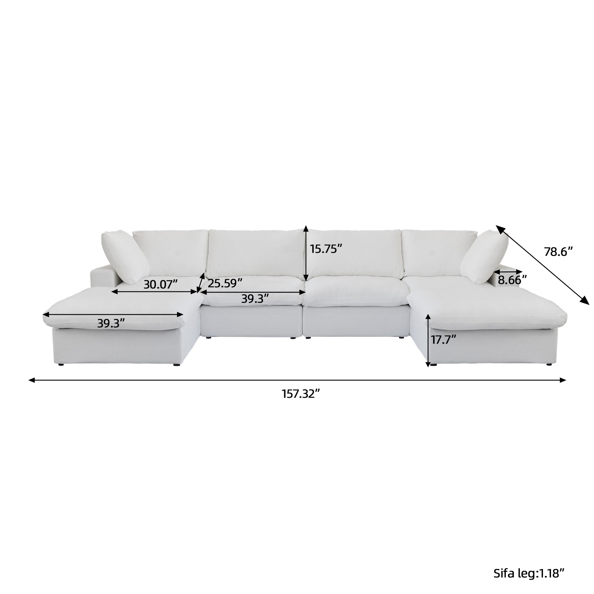 DOMUS Classic Modular 4-Seater U-Sectional in White