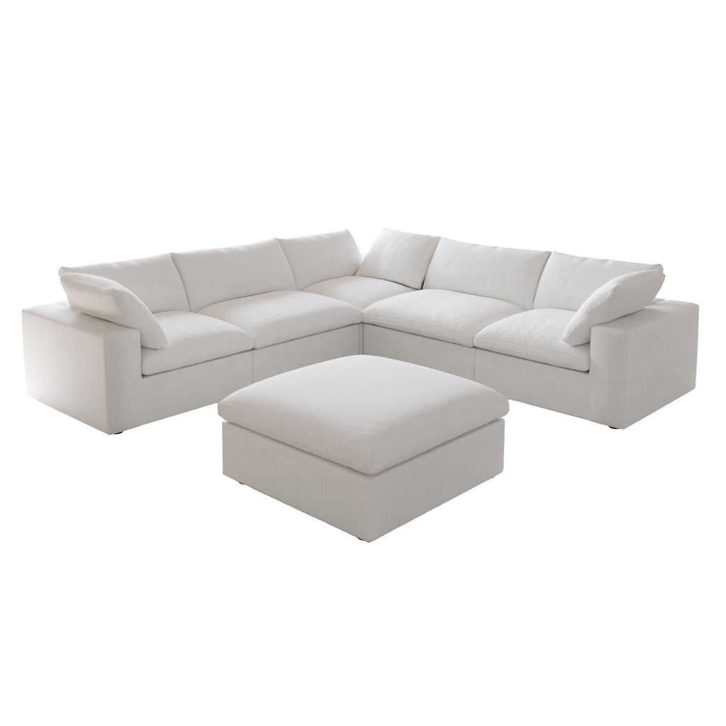 Slipcovers Only - DOMUS Classic 5 Seater Corner + Ottoman in White CloudWeave™