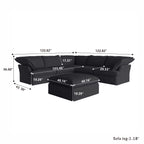 DOMUS Luxe Modular 5-Seater Corner Sectional + Ottoman in Black