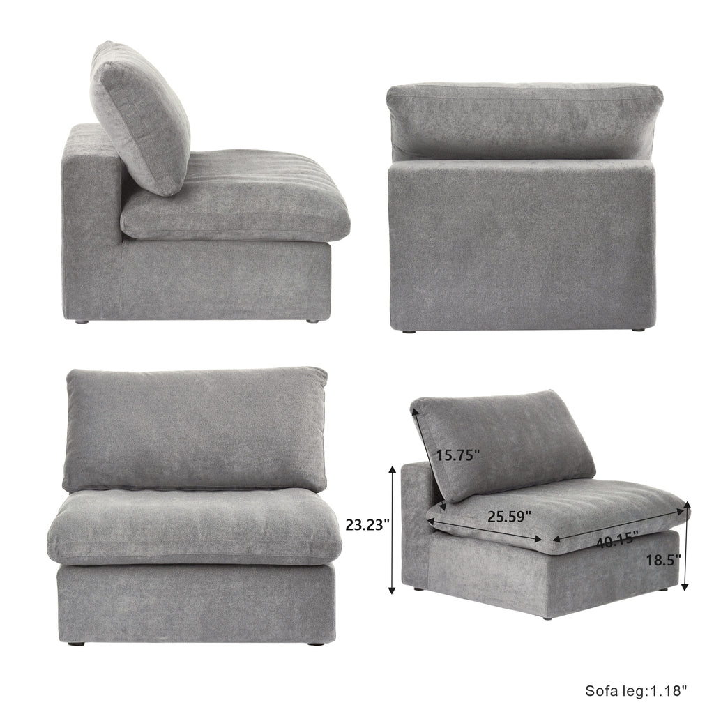 DOMUS Classic Modular Armless Chair Module in Gray
