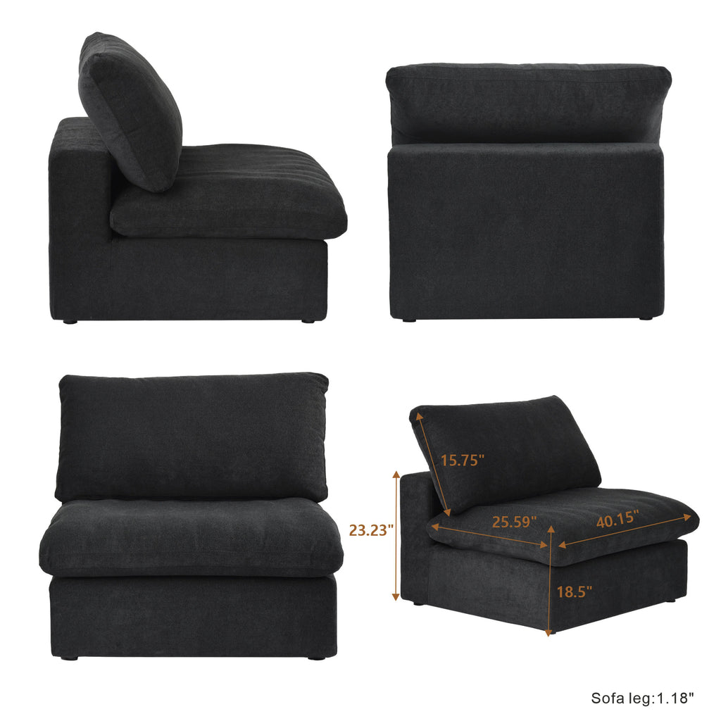 DOMUS Classic Modular Armless Chair Module in Black