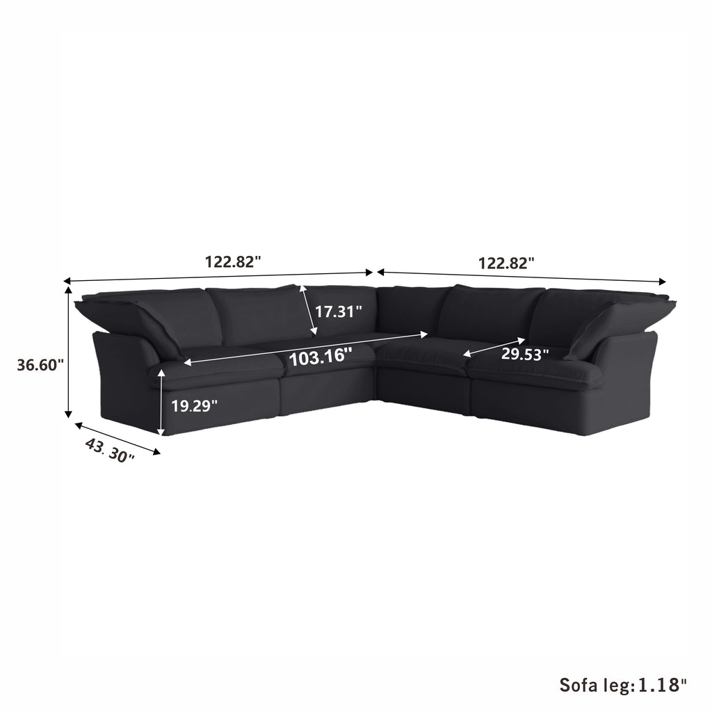 DOMUS Luxe Modular 5-Seater Corner Sectional in Black