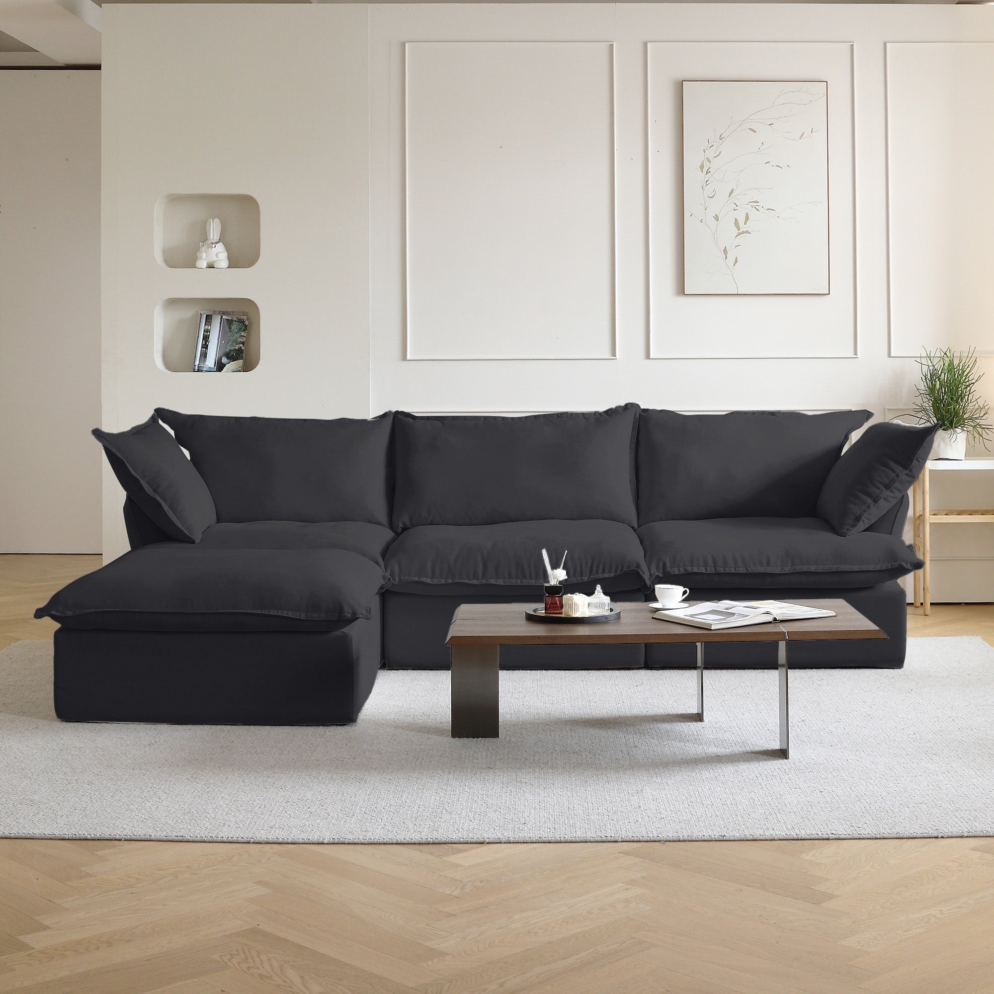 DOMUS Luxe Modular 3-Seater Sectional in Black