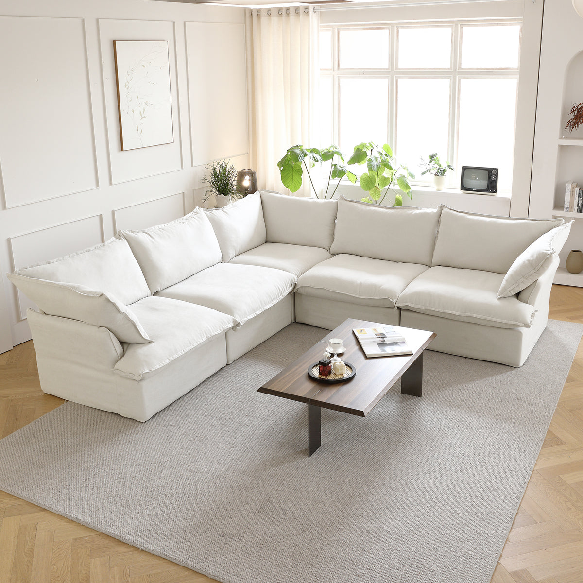 Slipcovers Only - DOMUS Luxe 5-Seater Corner Sectional in White CloudWeave™