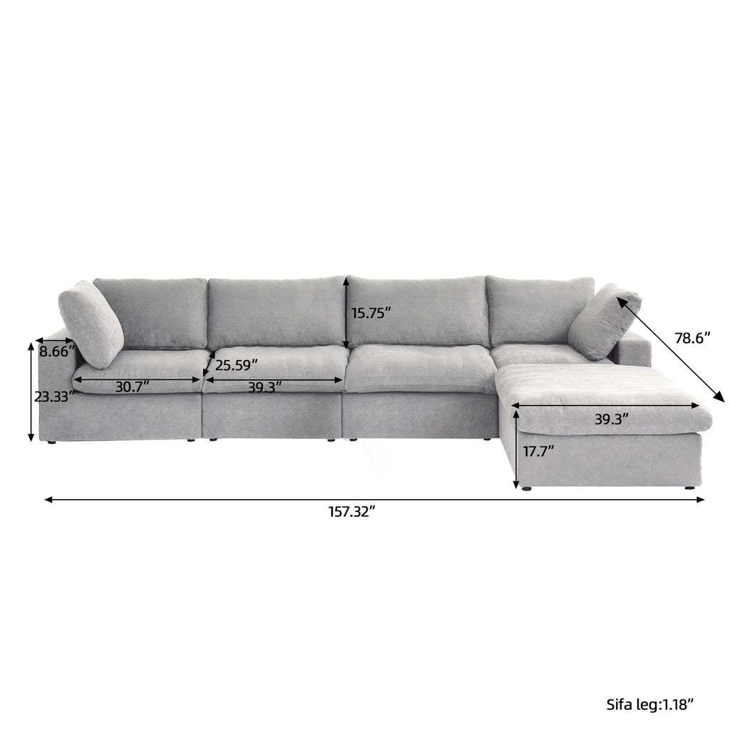 DOMUS Classic Modular 4-Seater Sectional in Gray