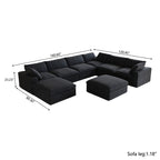 DOMUS Classic Modular 7-Seater Corner Chaise in Black