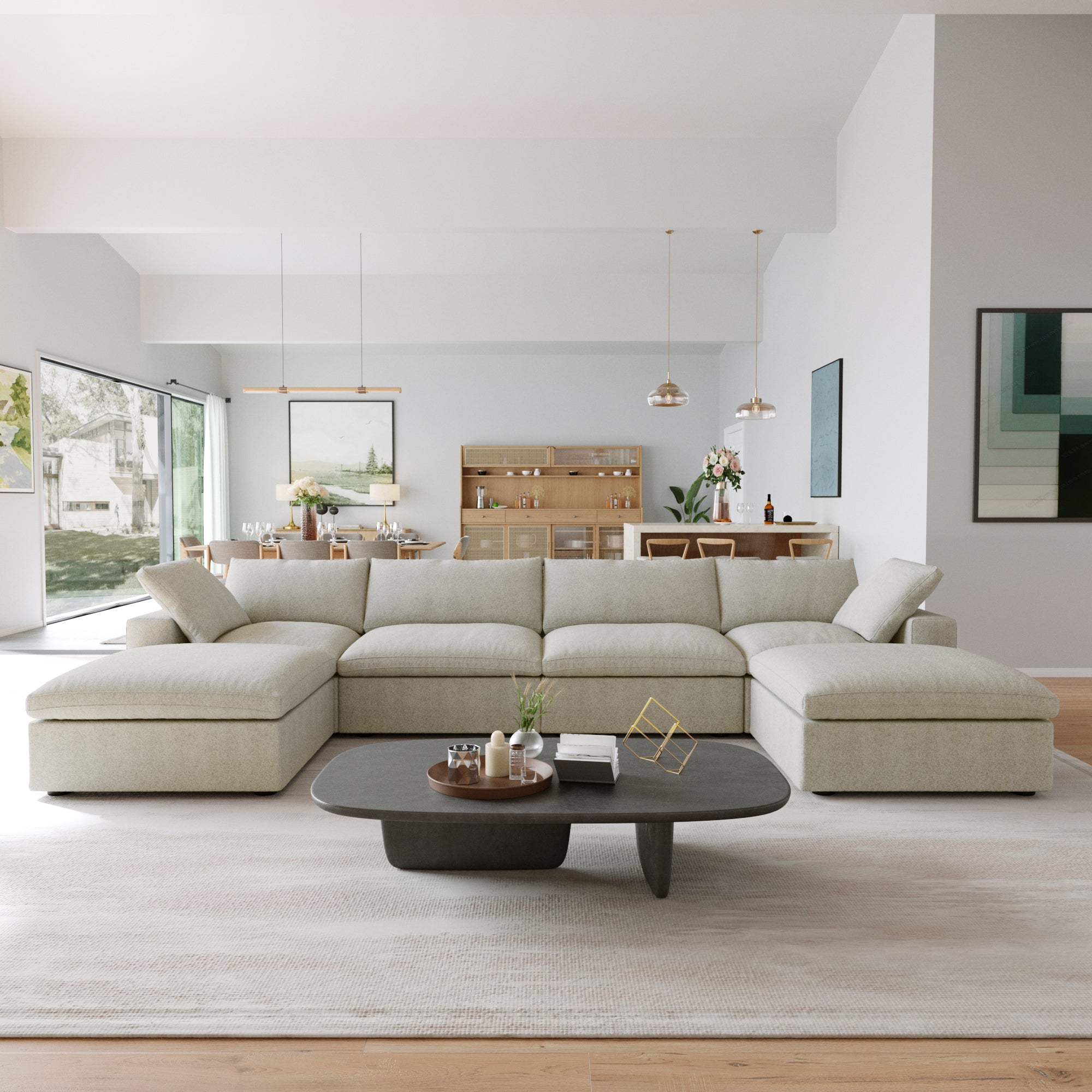 DOMUS Classic Modular 4-Seater U-Sectional in Khaki