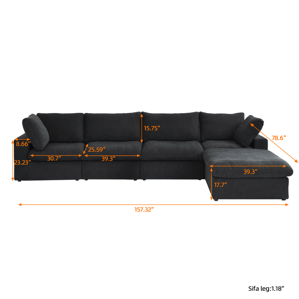 DOMUS Classic Modular 4-Seater Sectional in Black