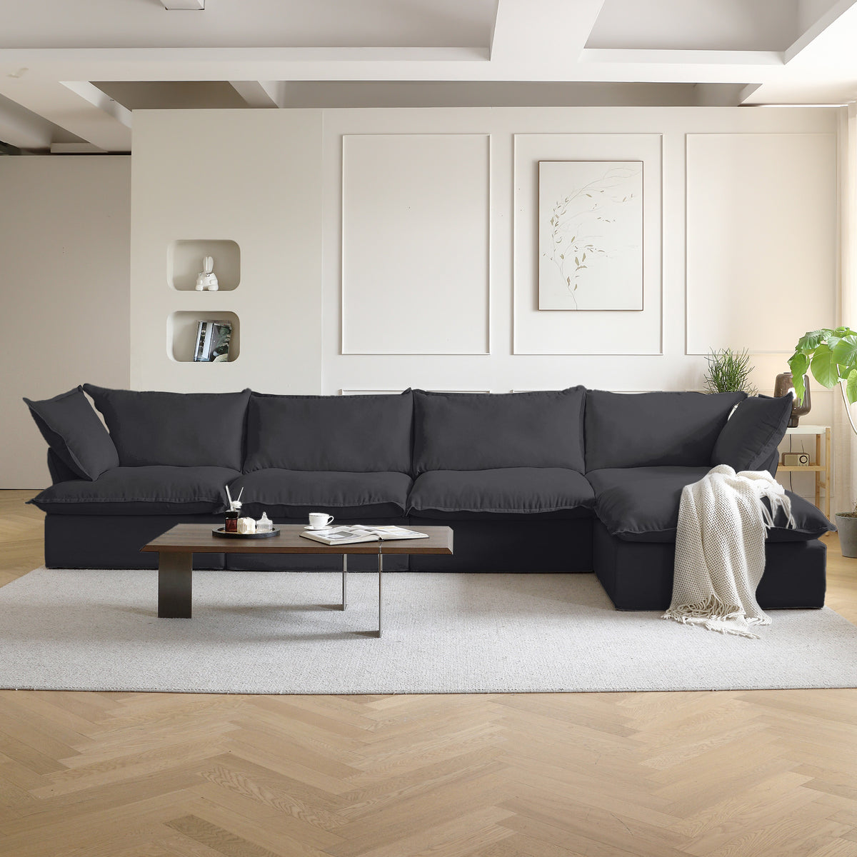 Slipcovers Only - DOMUS Luxe 4-Seater Sectional in Black CloudWeave™