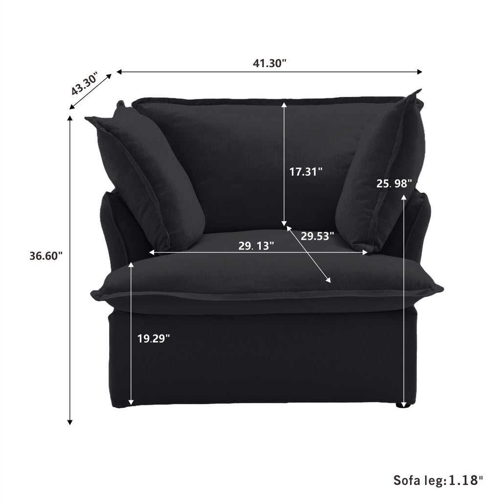 DOMUS Luxe Modular 1-Seater Sofa in Black