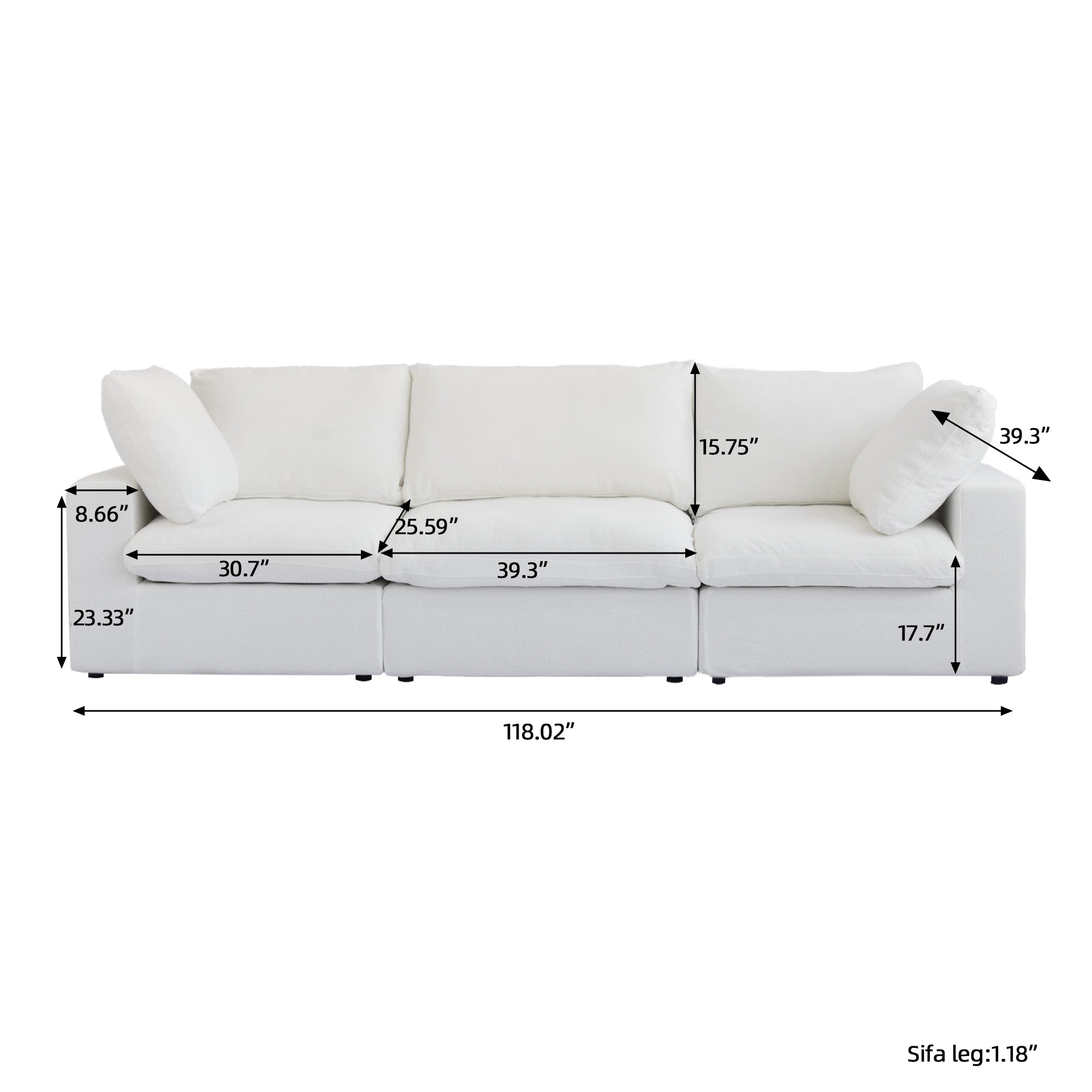 DOMUS Classic Modular 3-Seater Sofa in White