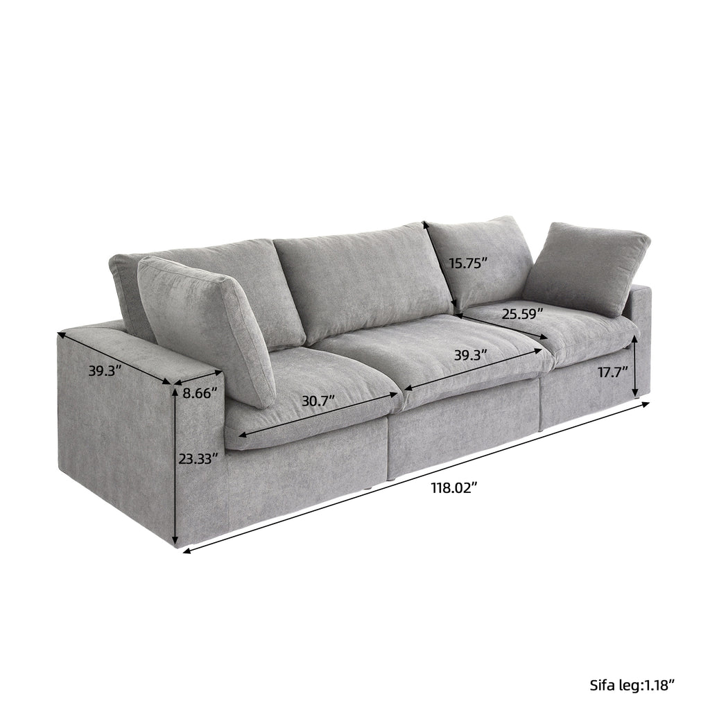 DOMUS Classic Modular 3-Seater Sofa in Gray