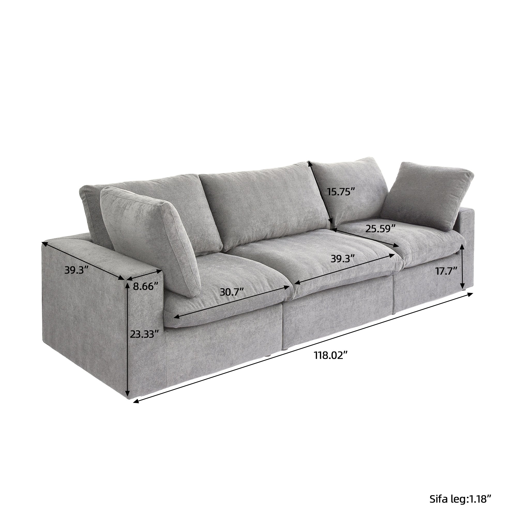 DOMUS Classic Modular 3-Seater Sofa in Gray