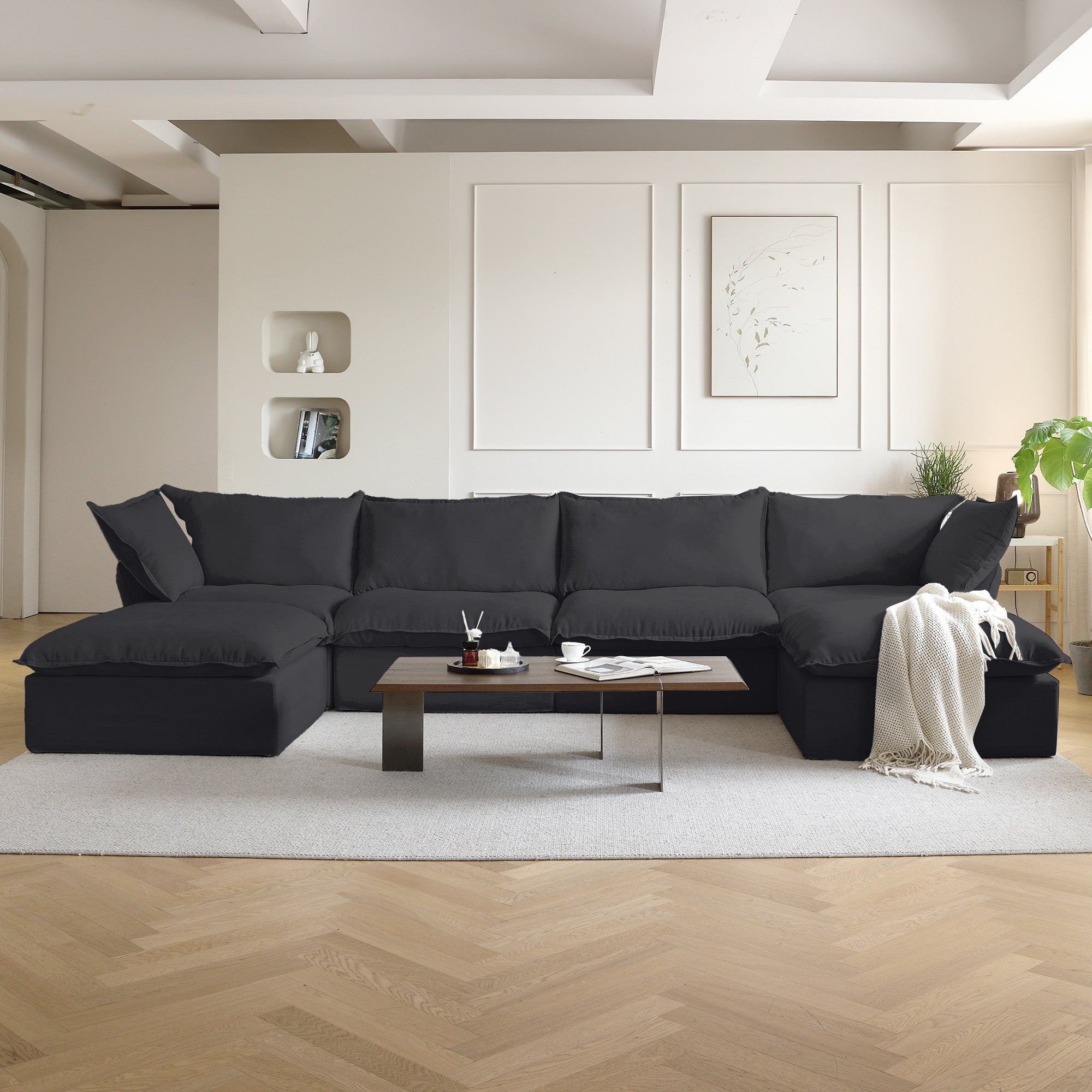 DOMUS Luxe Modular 4-Seater U-Sectional in Black