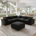 Slipcovers Only - DOMUS Classic 5 Seater Corner + Ottoman in Black CloudWeave™