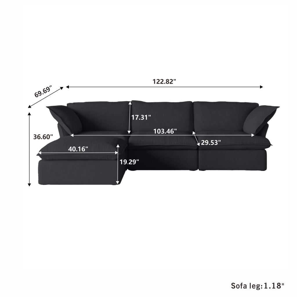DOMUS Luxe Modular 3-Seater Sectional in Black