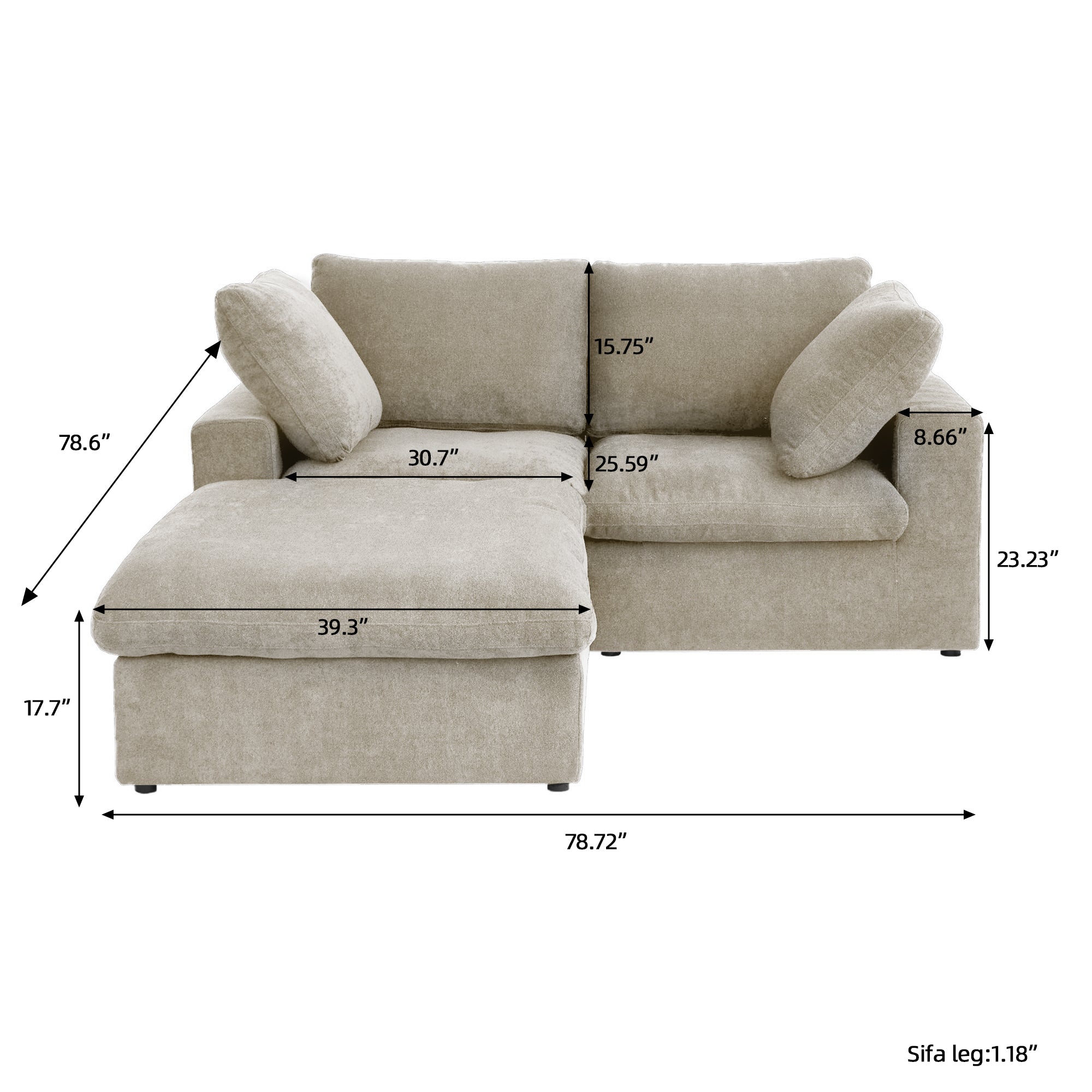 DOMUS Classic Modular 2-Seater Sectional in Khaki