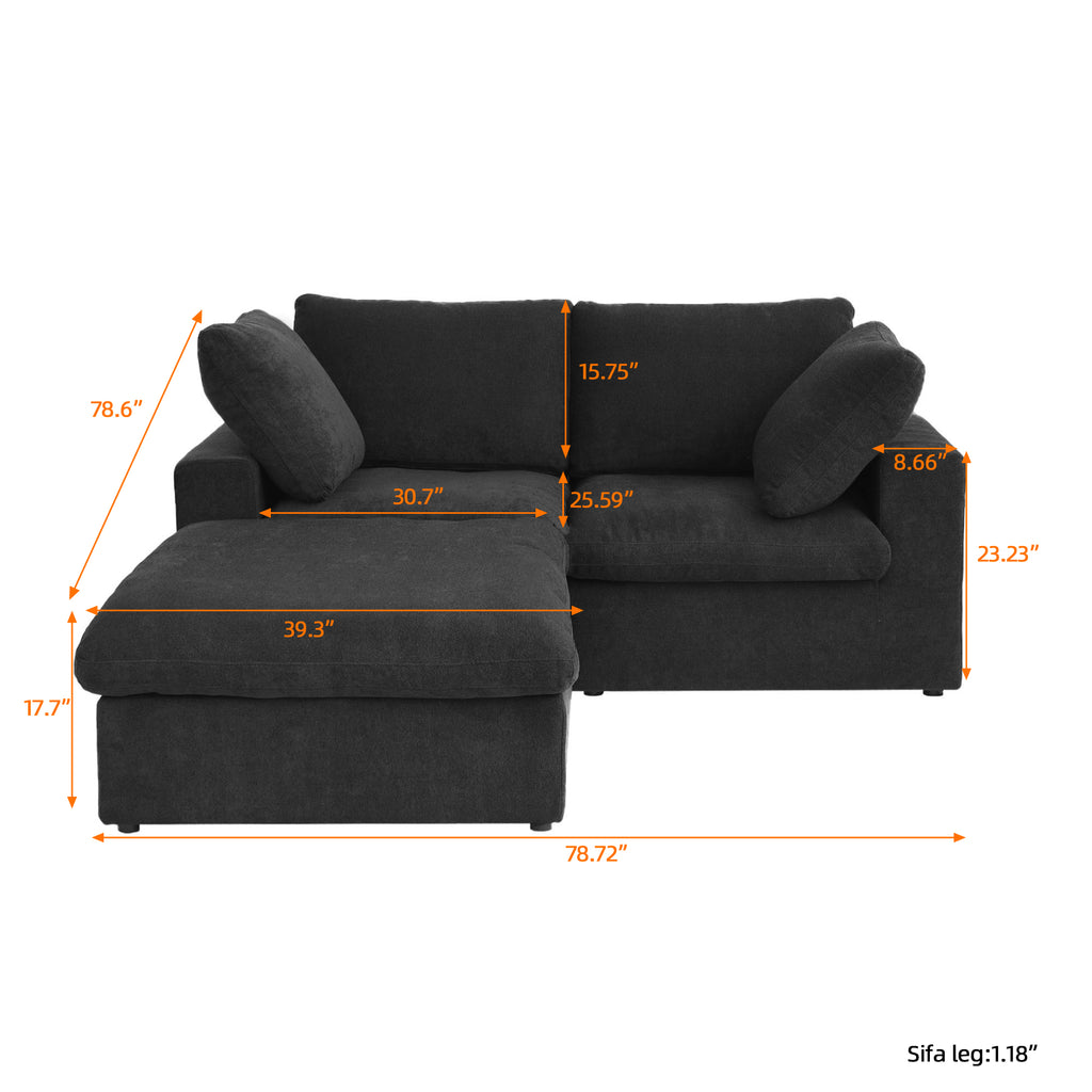 DOMUS Classic Modular 2-Seater Sectional in Black