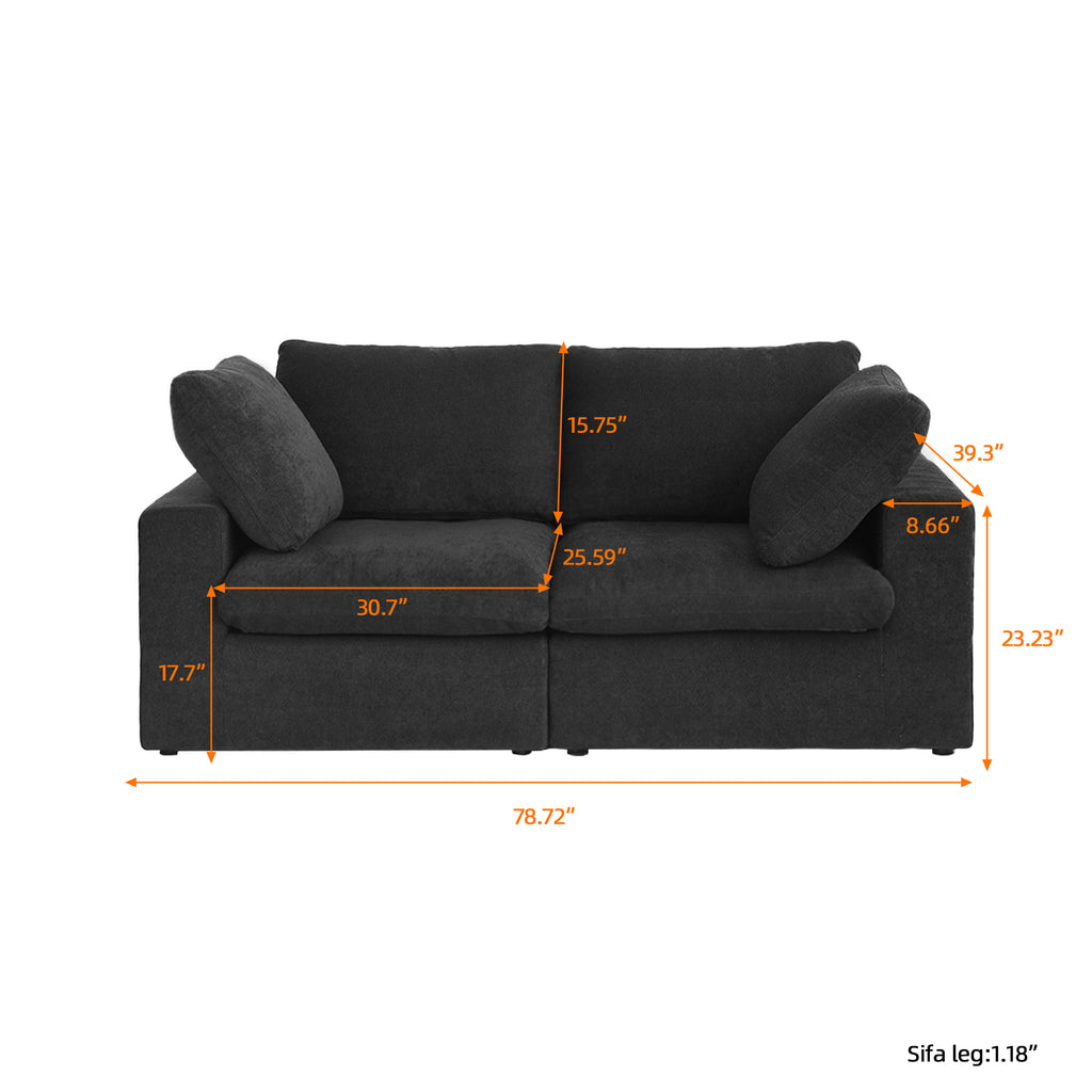 DOMUS Classic Modular 2-Seater Sofa in Black