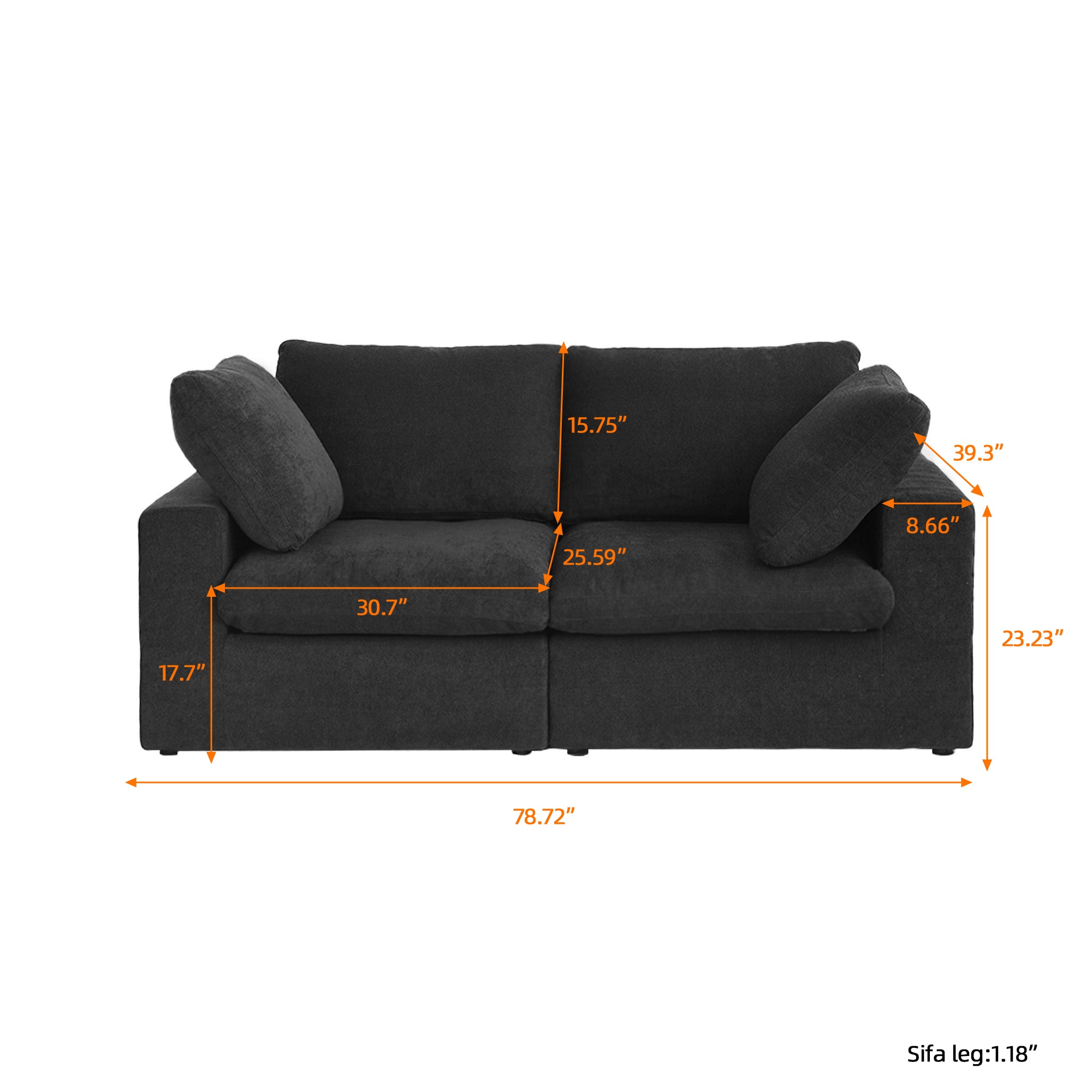 DOMUS Classic Modular 2-Seater Sofa in Black