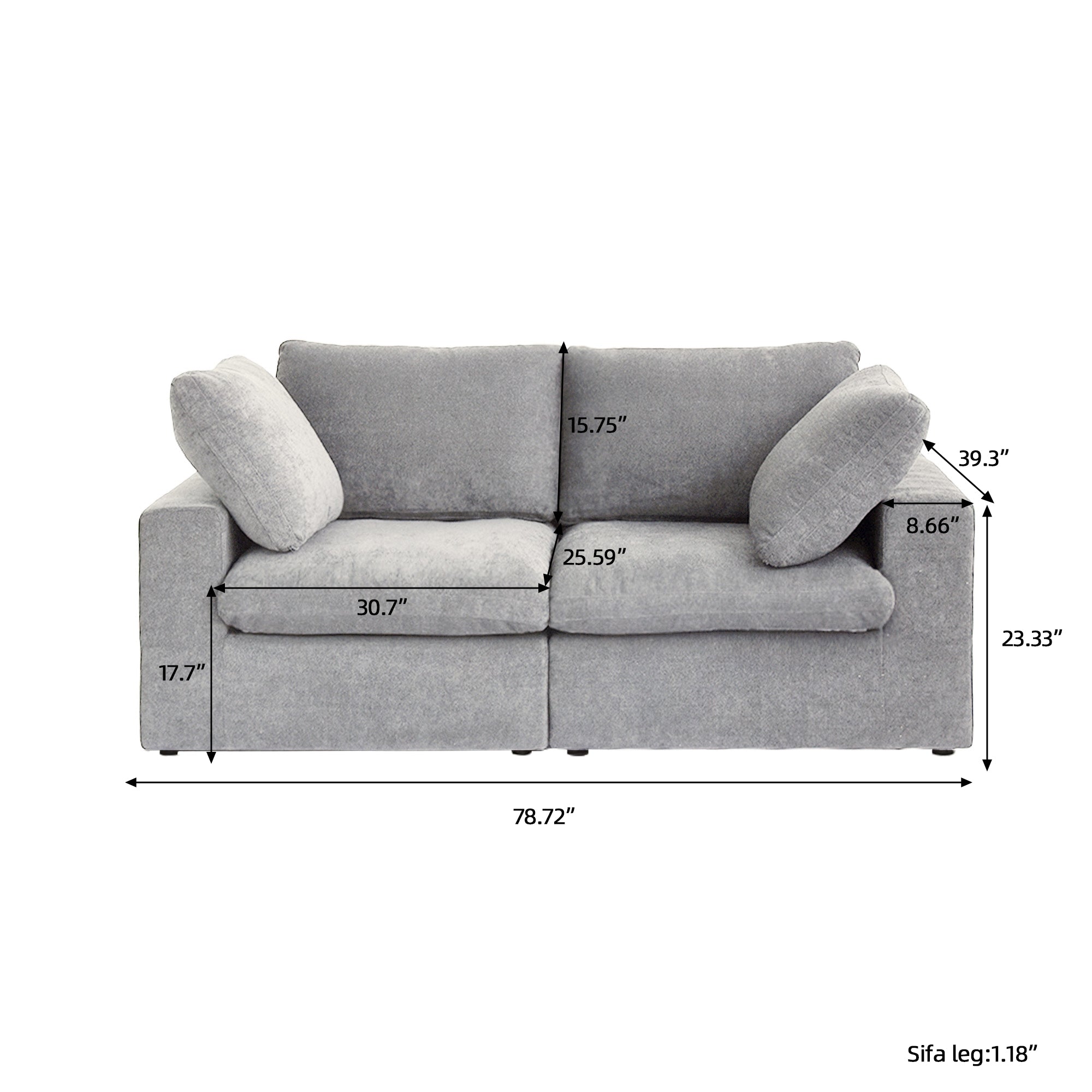 DOMUS Classic Modular 2-Seater Sofa in Gray